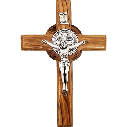St. Benedict Olive Wood Wall Crucifix - Made in Bethlehem