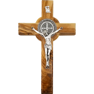 St. Benedict Olive Wood Wall Crucifix - Made in Bethlehem
