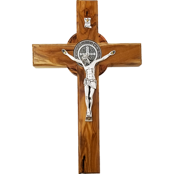 St. Benedict Olive Wood Wall Crucifix - Made in Bethlehem