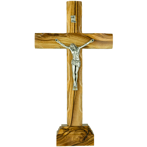 Stand or Hand Olive Wood Crucifix - Made in Jerusalem
