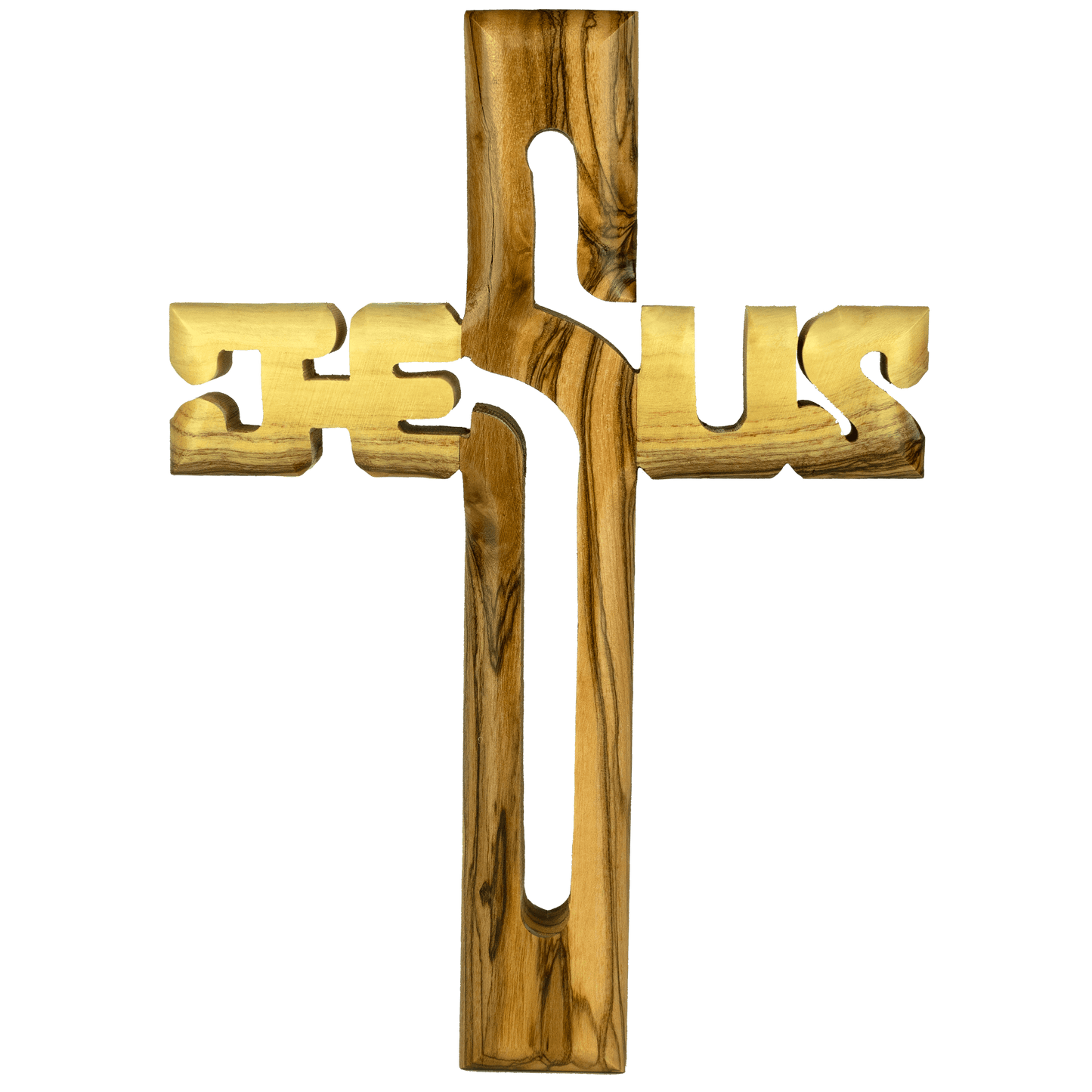 Olive Wood Wall Cross Jesus Cut Out - 6"
