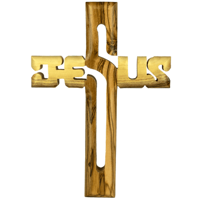 Olive Wood Wall Cross Jesus Cut Out - 6"