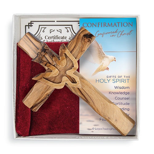 Holy Spirit Confirmation Olive Wood Cross - Holy Land