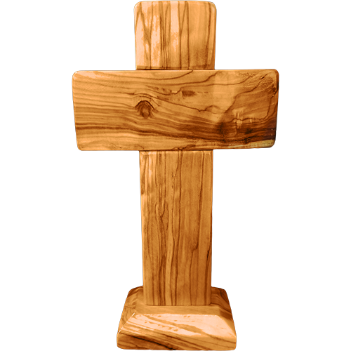 Holy Land Genuine Olive Wood Standing Cross - 7"