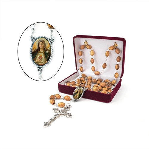 Immaculate Heart of Mary, Holy Land Olive Wood Rosary