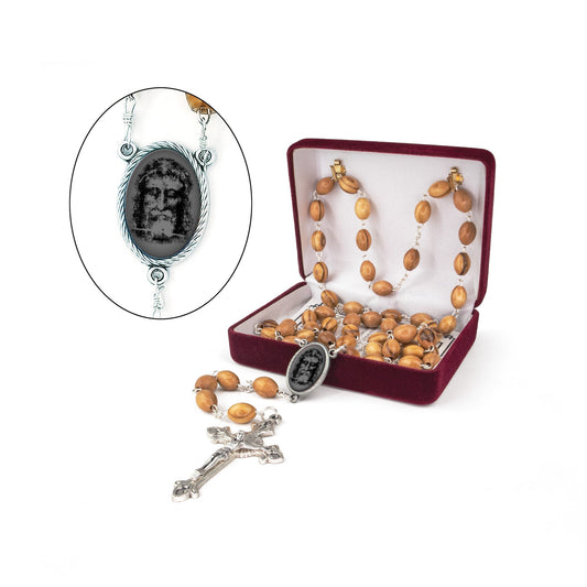 Shroud of Turin Olive Wood Rosary