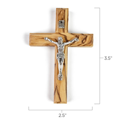 3.5" Olive Wood Crucifix From Jerusalem