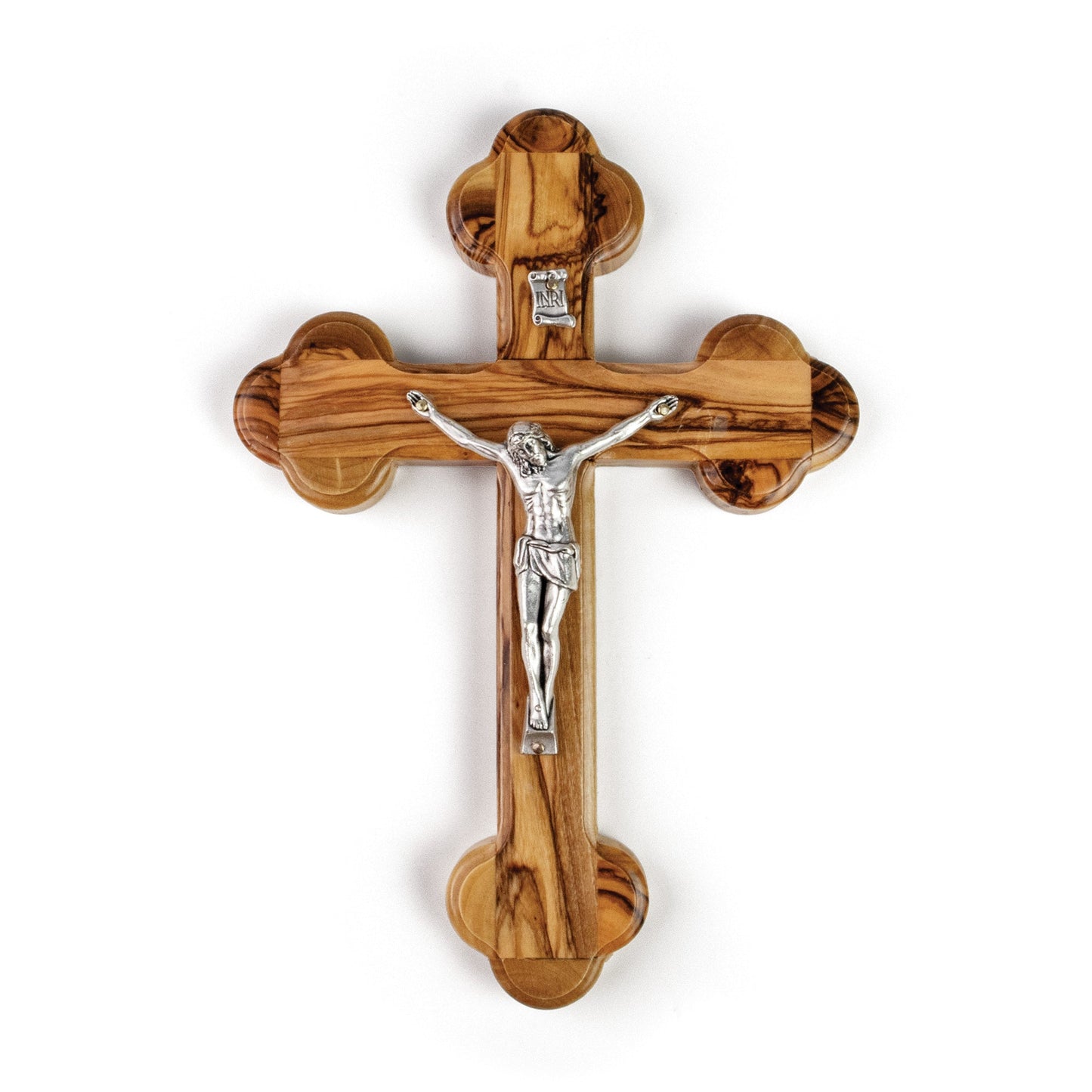 Greek Bottony Olive Wood Crucifix