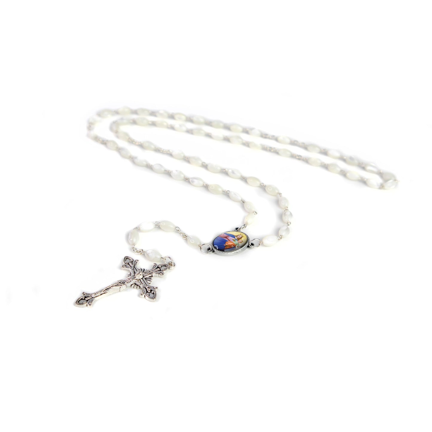 Mother of Pearl Rosary with Mary Help of Christians Enamel Center