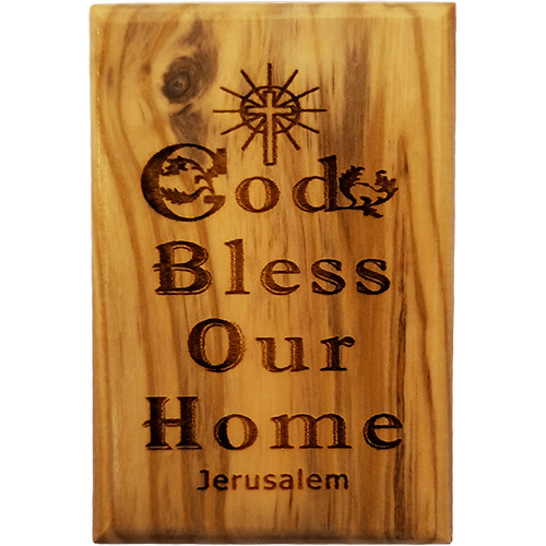 God Bless Our Home Olive Wood Magnet