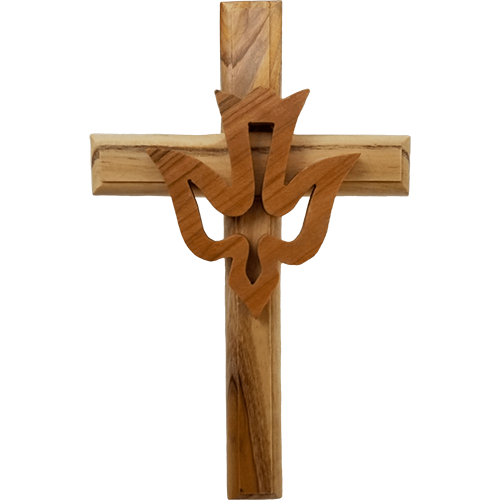 Olive Wood Cross with Holy Spirit