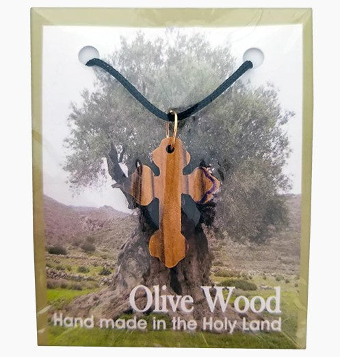 Olive Wood Cross Necklace - OW109