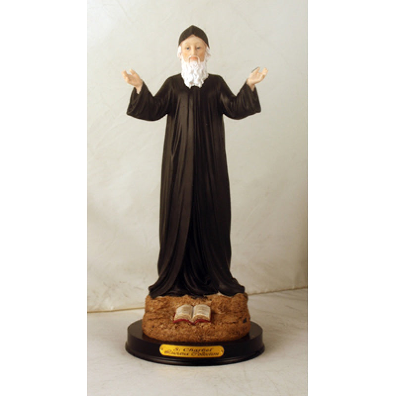 St. Charbel 12" Statue, Wooden Base