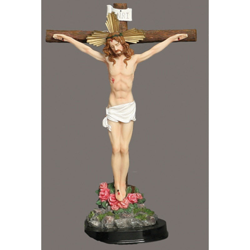 8" Standing Crucifix on Wooden Base
