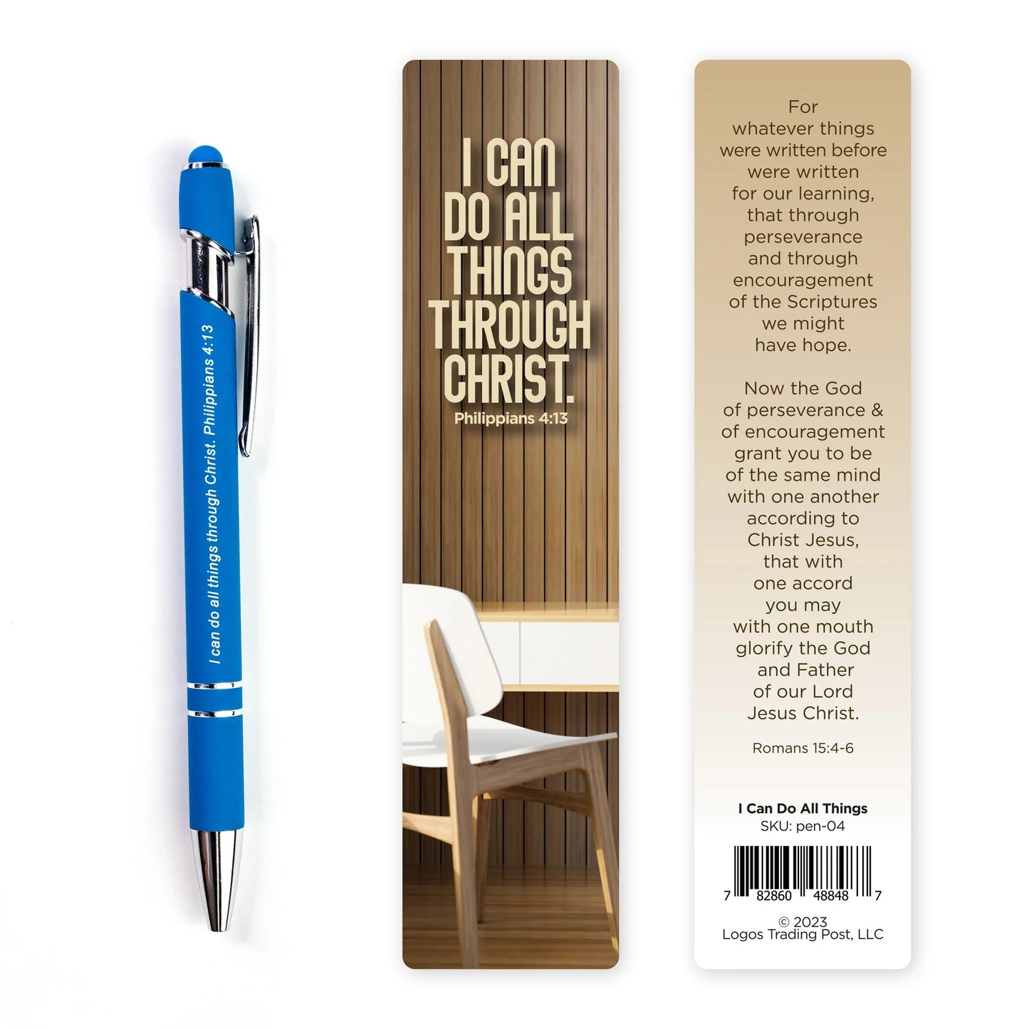 Scripture Pen with Stylus and Bookmark (4 Color/Scripture Variants)