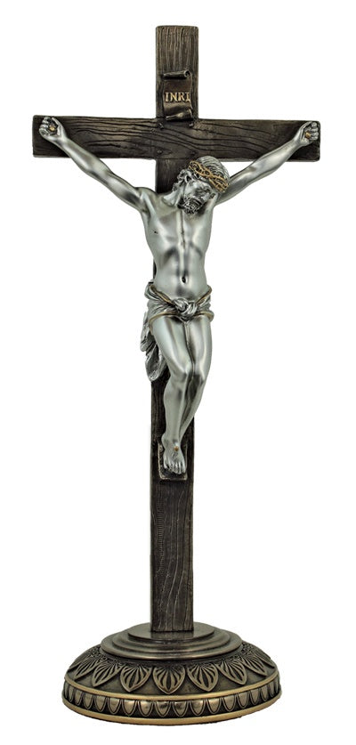 Standing Crucifix In Cold Cast Bronze - 13.75"