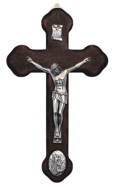 St. Michael Medallion Wood Crucifix