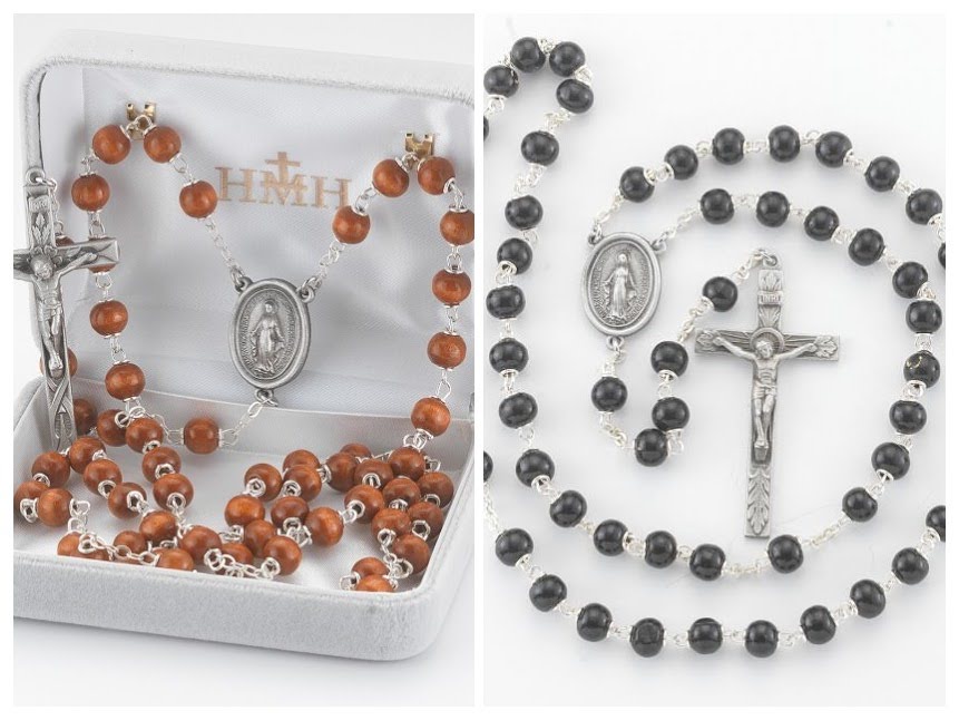 Round Boxwood Bead New England Pewter Rosary (Variants)