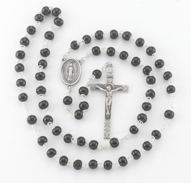 Round Boxwood Bead New England Pewter Rosary (Variants)
