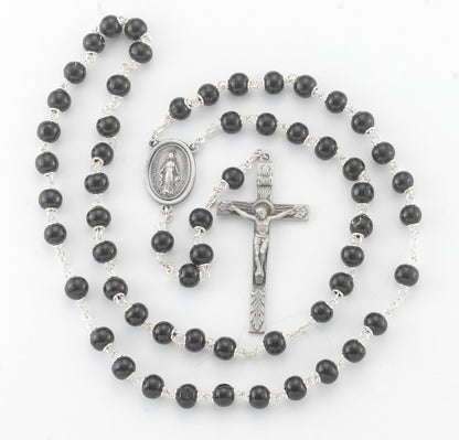 Round Boxwood Bead New England Pewter Rosary (Variants)