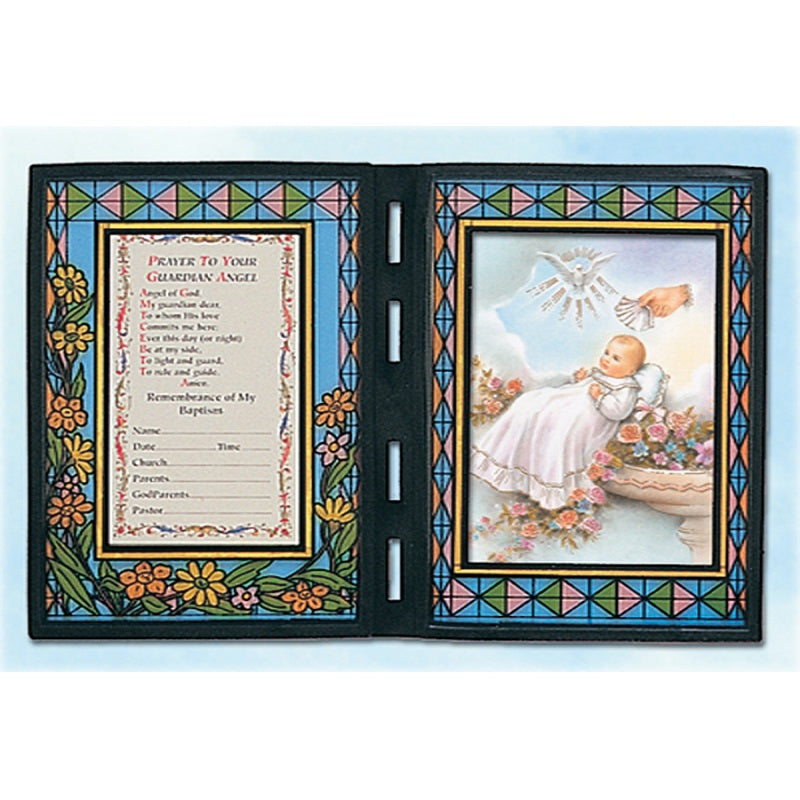 Prayer to Your Guardian Angel Stained Glass Baptismal Remembrance Frame