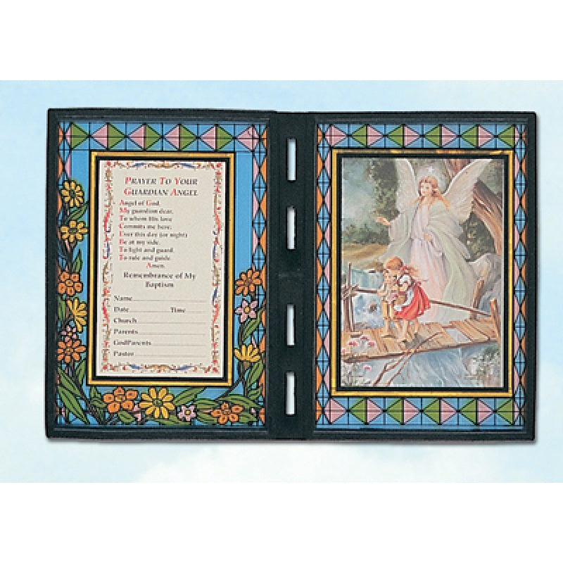 Guardian Angel Stained Glass with Prayer