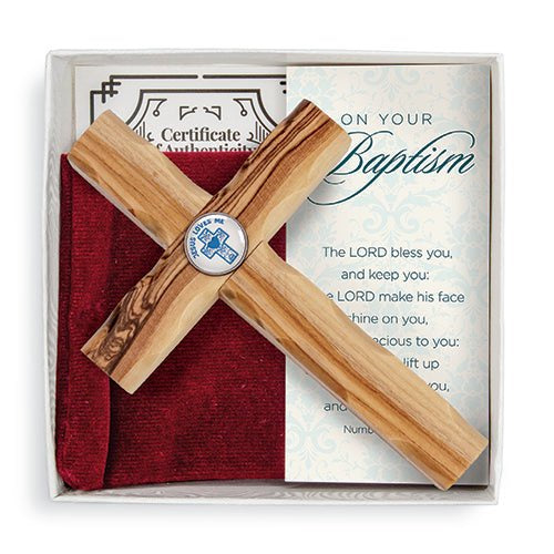 Boy's Baptism Olive Wood Cross