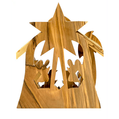 Olive Wood 3D Nativity Scene Grotto - Made in the Holy Land - 4.5"