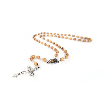 Olive Wood Rosary with St. Michael the Archangel Center