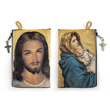 Woven Tapestry Rosary Pouch (Different Holy Images Available)