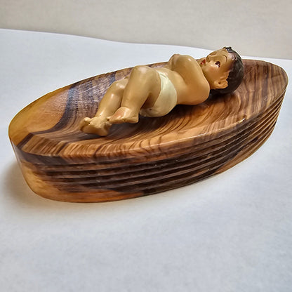Baby Jesus with Olivewood Bed - 3.35"