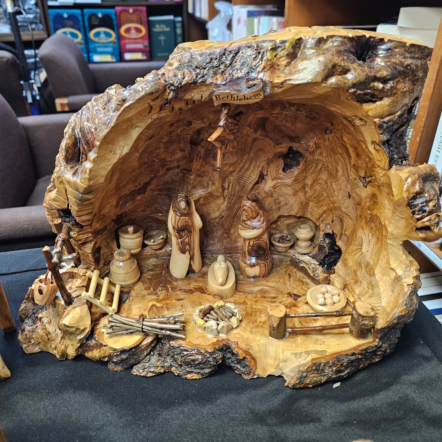 Olivewood Nativity, Handcarved, Live Edges