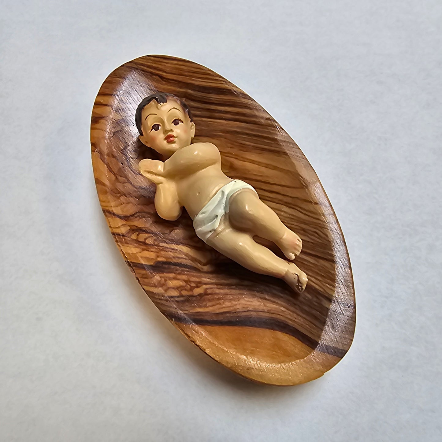 Baby Jesus with Olivewood Bed - 3.35"