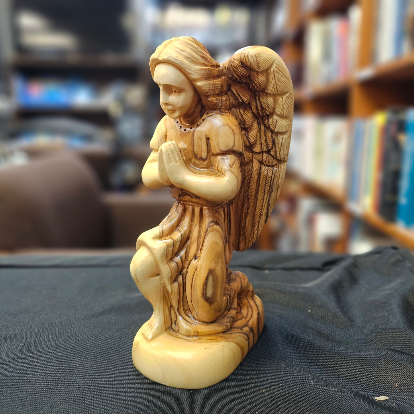 Kneeling Angel in Olivewood - 7.75"
