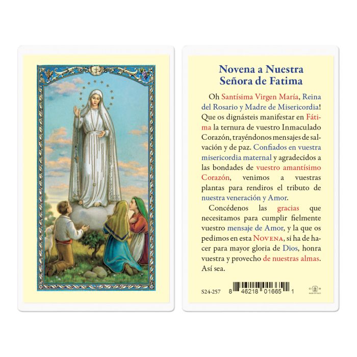 Novena a Nuestra Senora de Fatima Estampita (Our Lady of Fatima Holy Card)