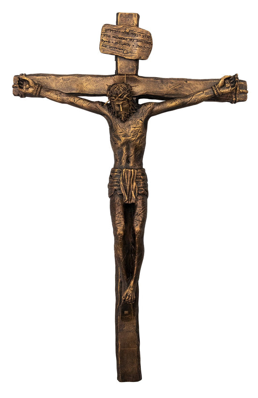 Realistic Crucifix - Antique Bronze Patina - (10, 15, 20) inch