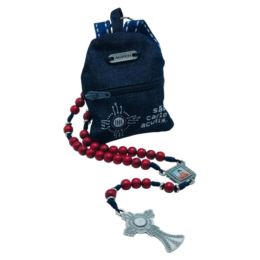 St. Carlo Acutis, The Programmer, Rosary Set with Backpack Pouch