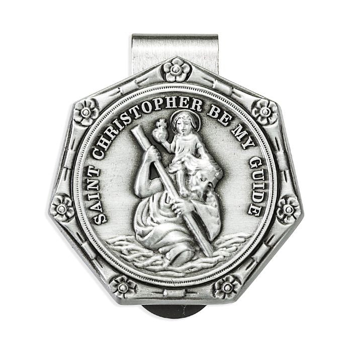 St. Christopher Auto Visor Clip - Pewter