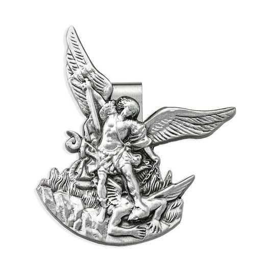 St. Michael Auto Visor Clip - Pewter