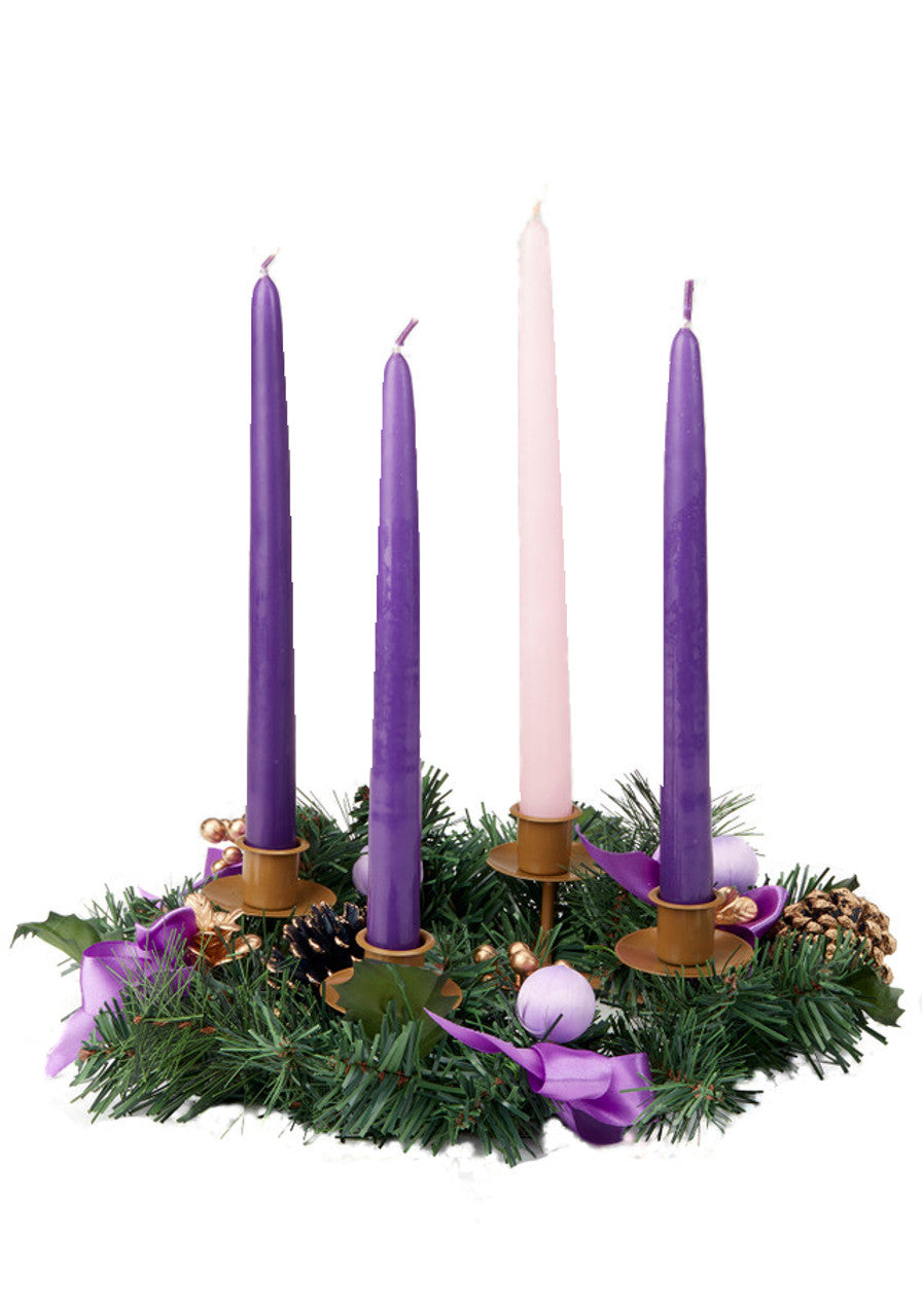 Purple Ribbon Advent Wreath - 11"