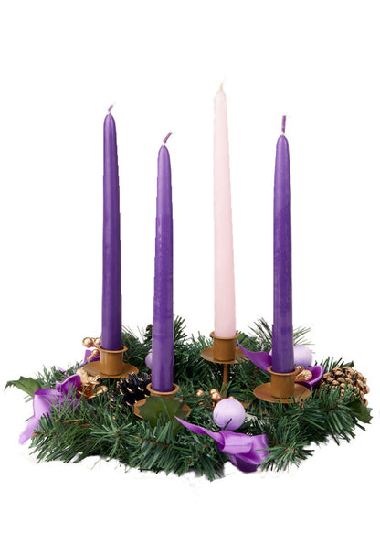 Purple Ribbon Advent Wreath - 11"