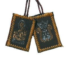 Brown Wool Scapular with Gold/Silver Embroidery