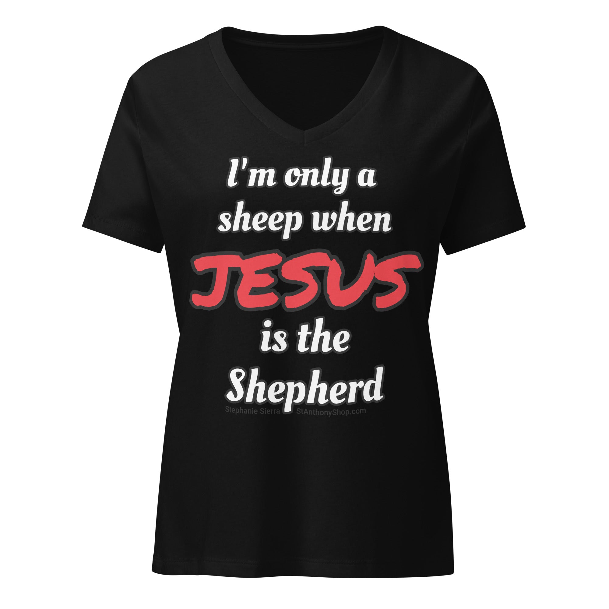 Jesus is the Shepherd 2-sided - Women's relaxed v-neck t